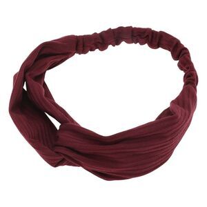Stripes Elastic Cross Headwrap Wine Red